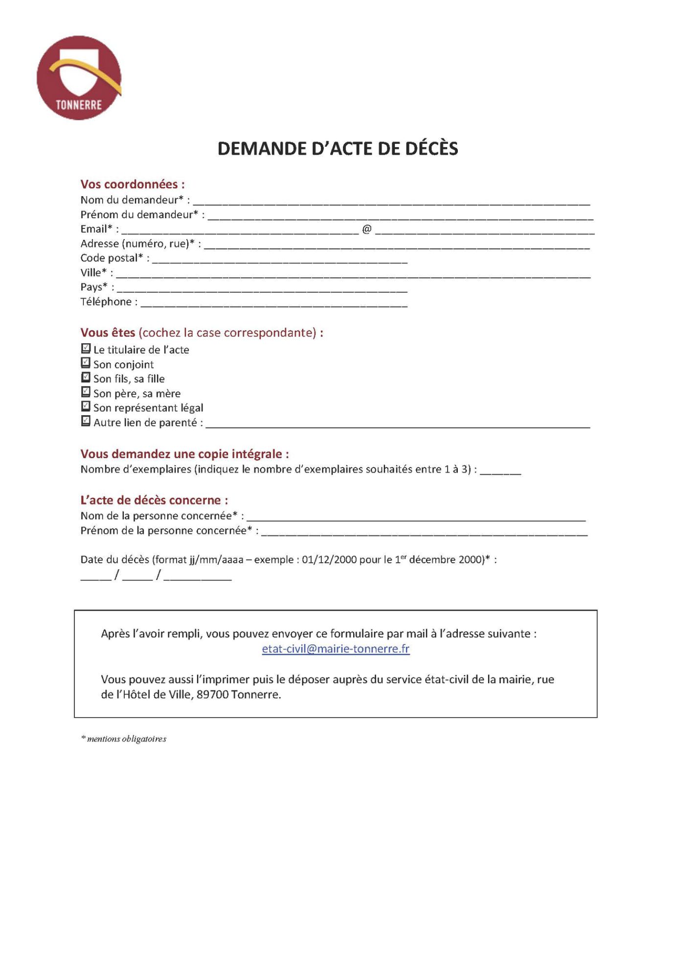 Acete de décès